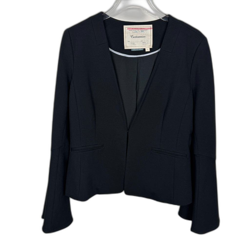 Bell Sleeve Black Collarless Blazer Boho Witchy Pirate Women's Medium